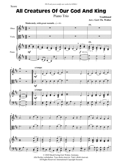 All Creatures Of Our God And King (arr. Gert Th. Walter)