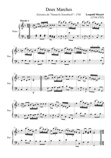 MOZART, Leopold : 2 Marchs from "Nannerls Notenbuch" (arr. Cumant, Micheline)
