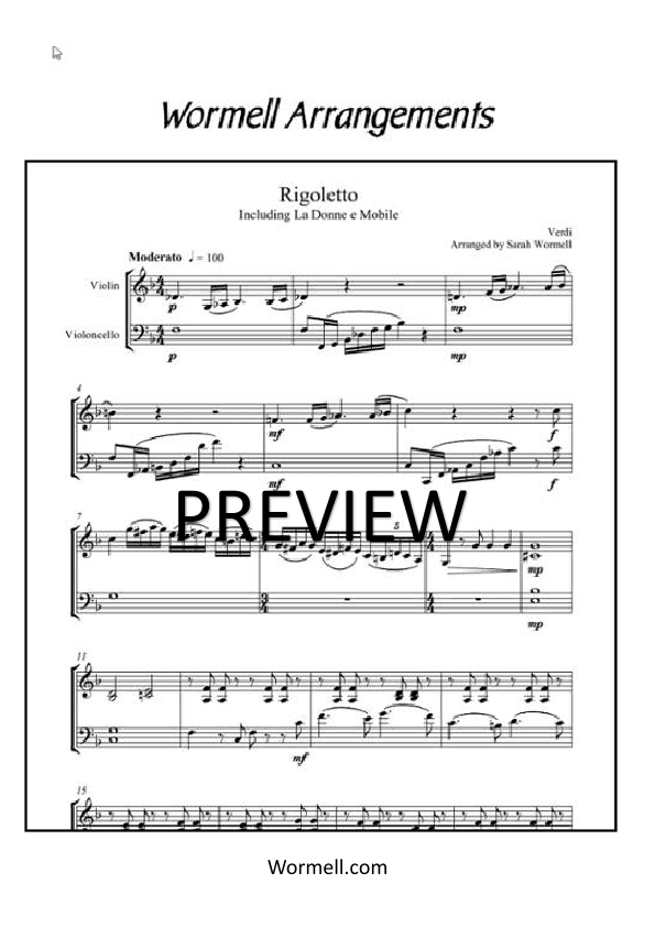 Rigoletto, La Donne e Mobile (arr. Sarah Wormell)