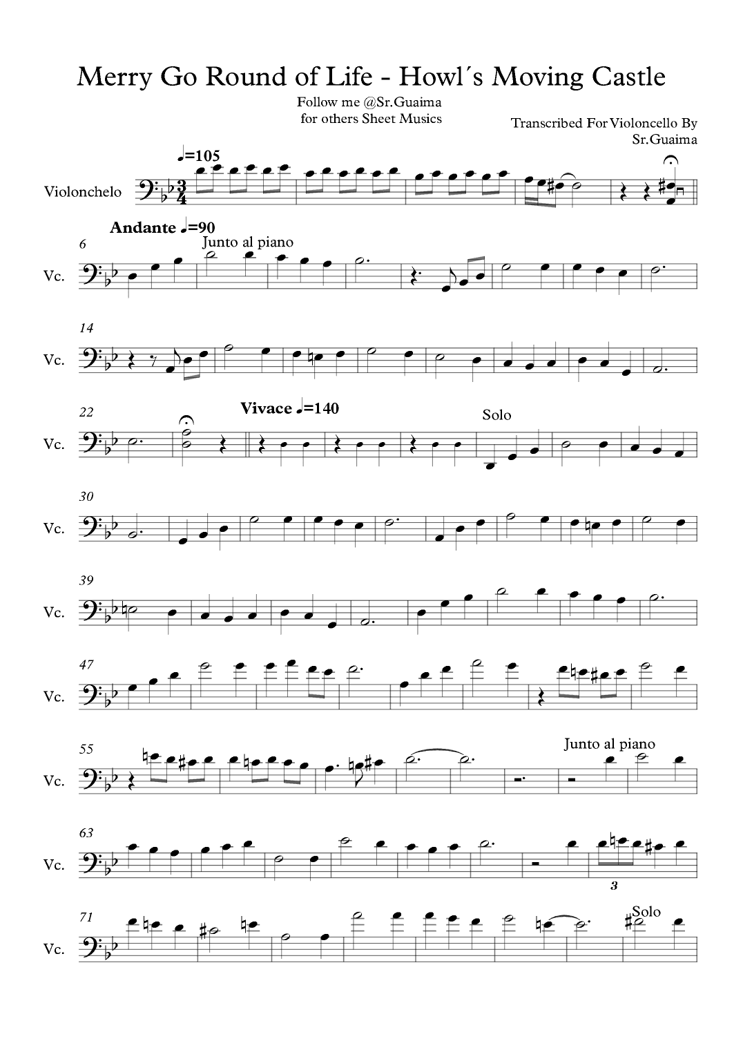 Merry-go-round Of Life (arr. Sr. Guaima)