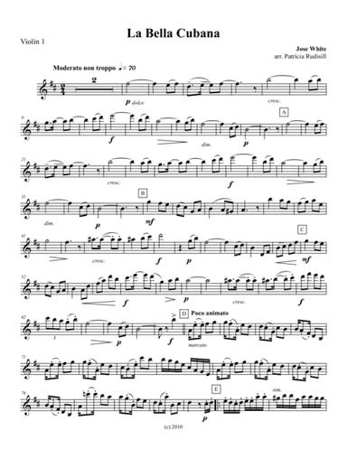 La Bella Cubana, for string quartet (arr. Patricia Rudisill)