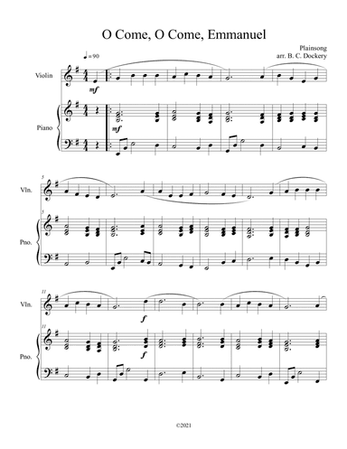 O Come, O Come, Emmanuel (Violin Solo with Piano Accompaniment) (arr. B. C. Dockery)
