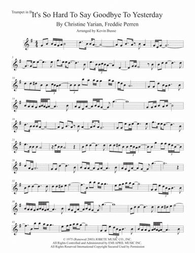 It's So Hard To Say Goodbye To Yesterday (arr. Kevin Busse)