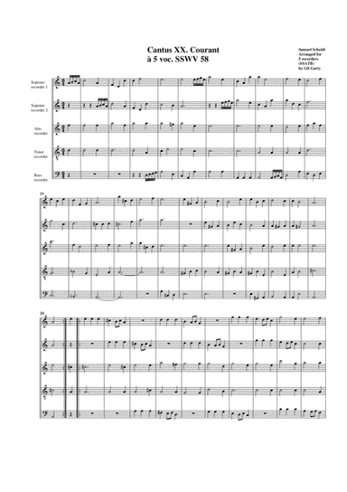 Courant SSWV 58 (arrangement for 5 recorders) (arr. Gil Garty)