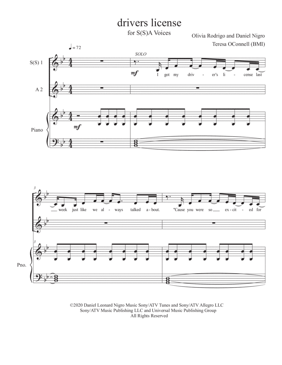 Drivers License (arr. Teresa OConnell (BMI))