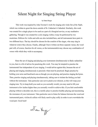 Silent Night for Singing String Player (arr. Dana Huyge)