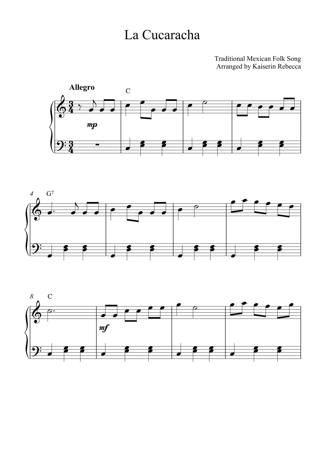 La Cucaracha (arr. Kaiserin Rebecca)