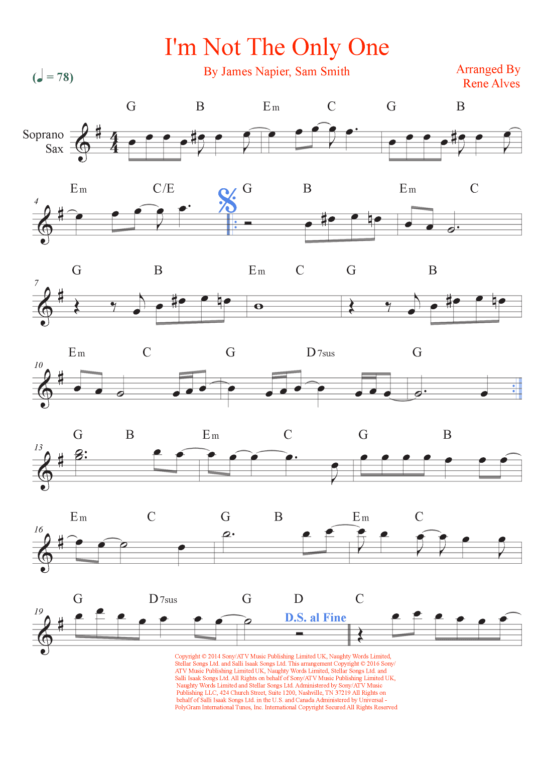 I'm Not The Only One (arr. Rene Alves)