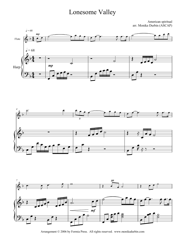 Jesus Walked This Lonesome Valley for Flute and Harp (arr. Monika Durbin)