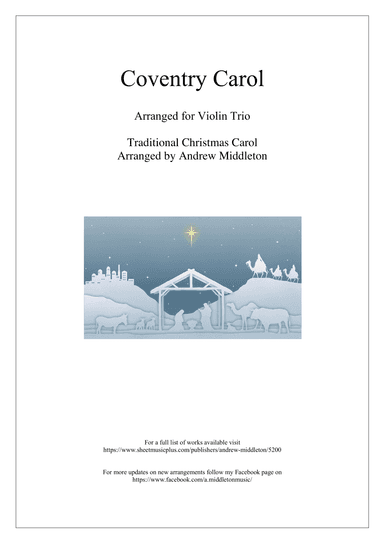 Coventry Carol arranged for Violin Trio (arr. Andrew Middleton)