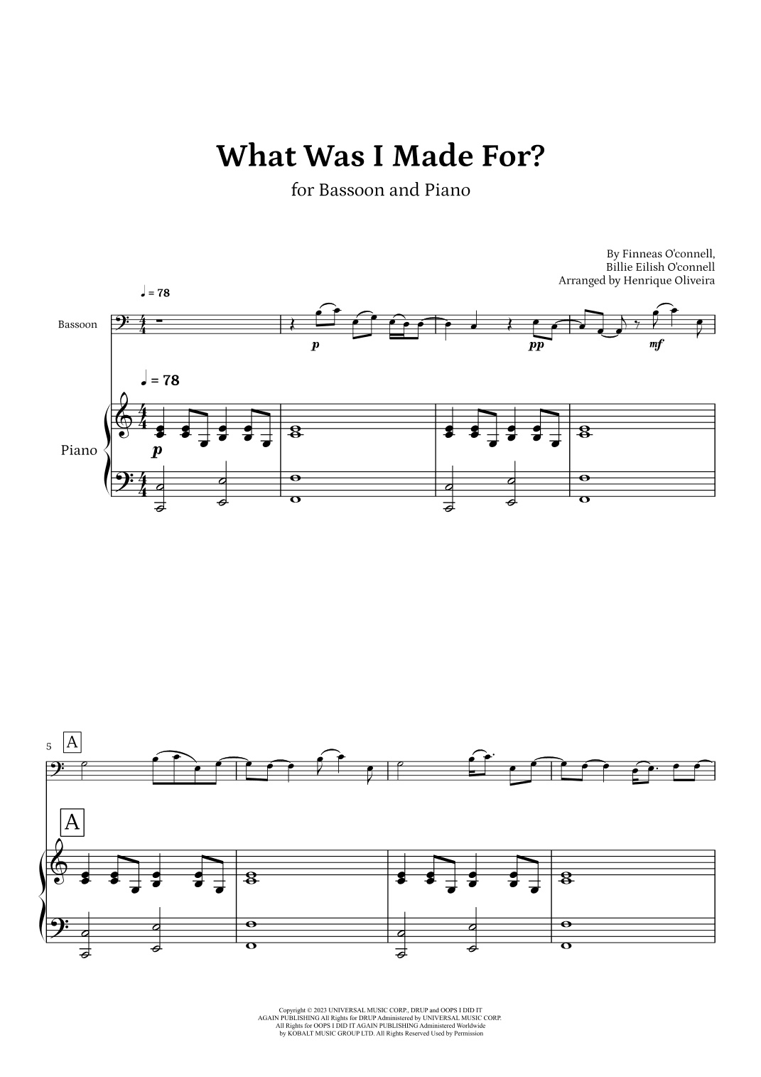 What Was I Made For? (arr. Henrique Oliveira)