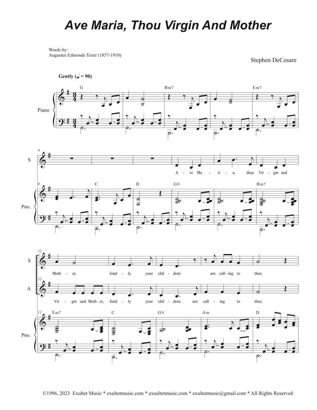 Ave Maria, Thou Virgin And Mother (Duet for Soprano and Alto solo)