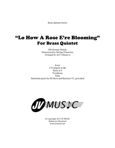 Lo How A Rose E're Blooming for Brass Quintet (arr. Jari Villanueva)