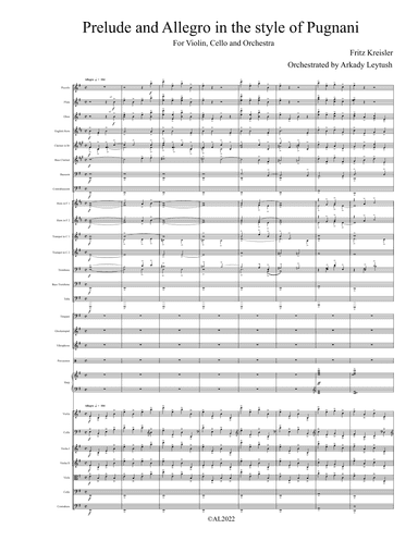 Fritz Kreisler - Prelude and Allegro in the style of Pugnani, for Violin, Cello and Full Orchestra,