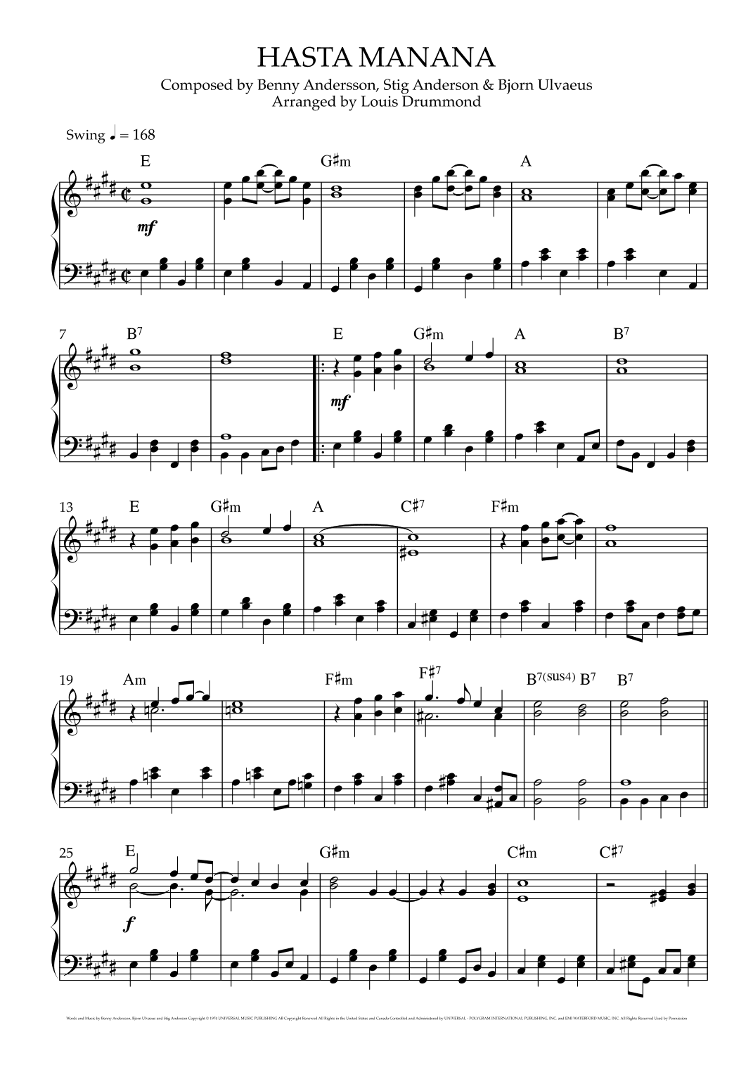 Hasta Manana (arr. Louis Drummond)