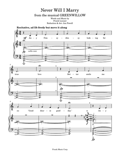 Never Will I Marry (arr. Jan Powell)