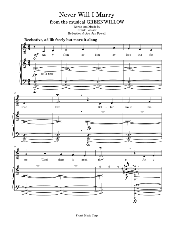 Never Will I Marry (arr. Jan Powell)