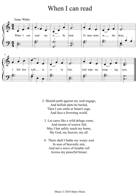 When I can read. A new tune to a wonderful Isaac Watts hymn.