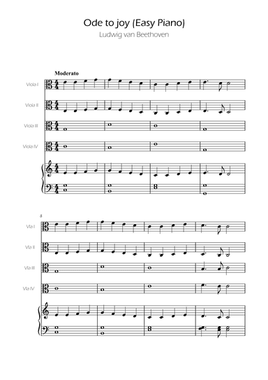 Ode To Joy - Easy Viola Quartet w/ piano accompaniment (arr. Ygor Nunes)
