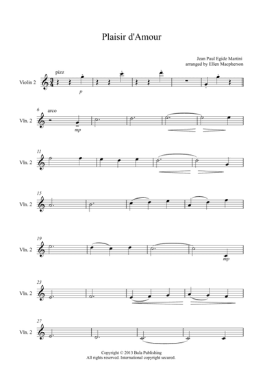 Plaisir d'Amour (The Pleasure of Love)- Violin 2 part - Easy String Quartet Wedding Music (arr. Ellen Macpherson)