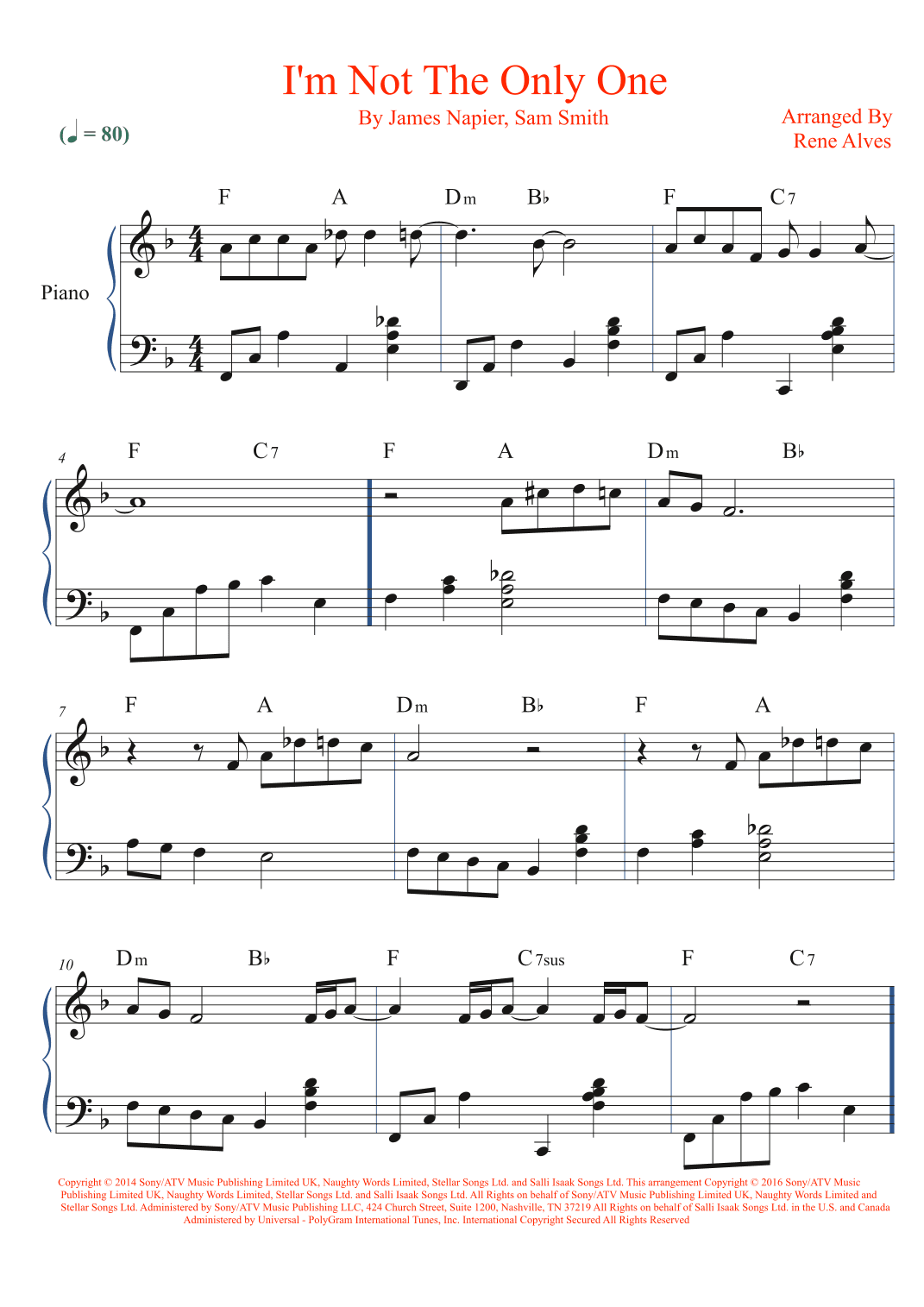 I'm Not The Only One (arr. Rene Alves)