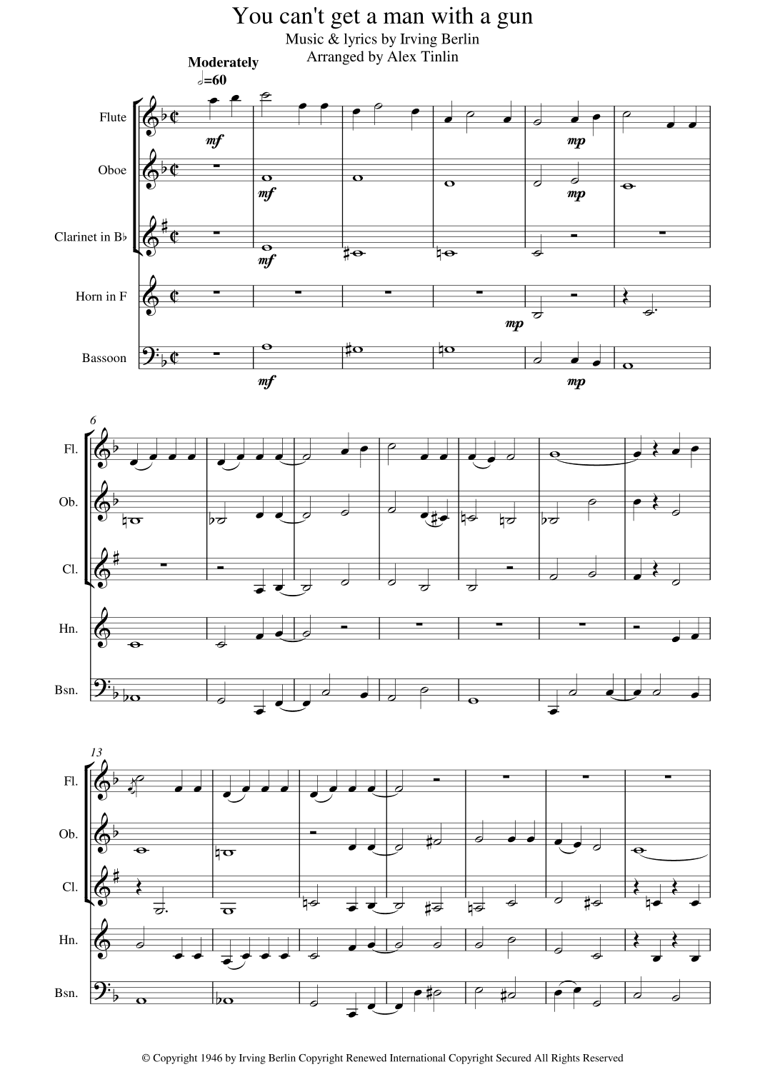 You Can't Get A Man With A Gun (arr. Alex Tinlin)
