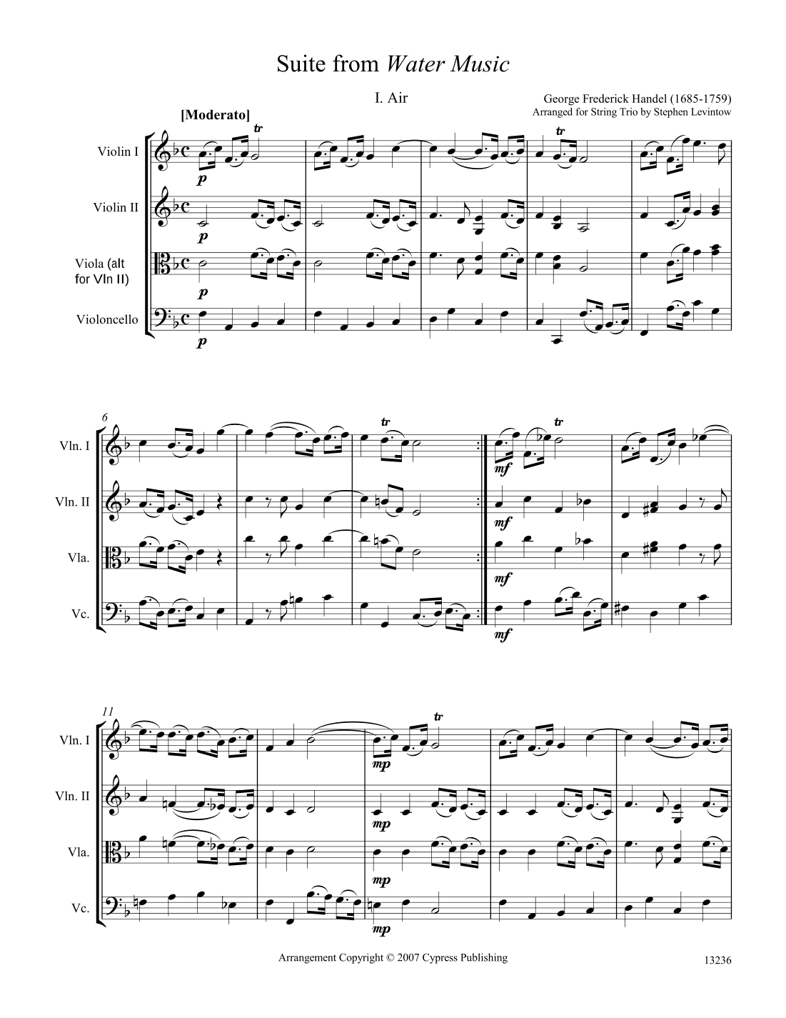 Water Music Suite (arr. Stephen Levintow)