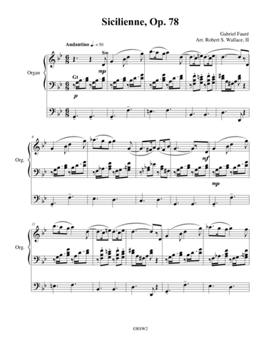 Sicilienne, Op. 78 by Gabriel Fauré (arr. RobertSWallace2)