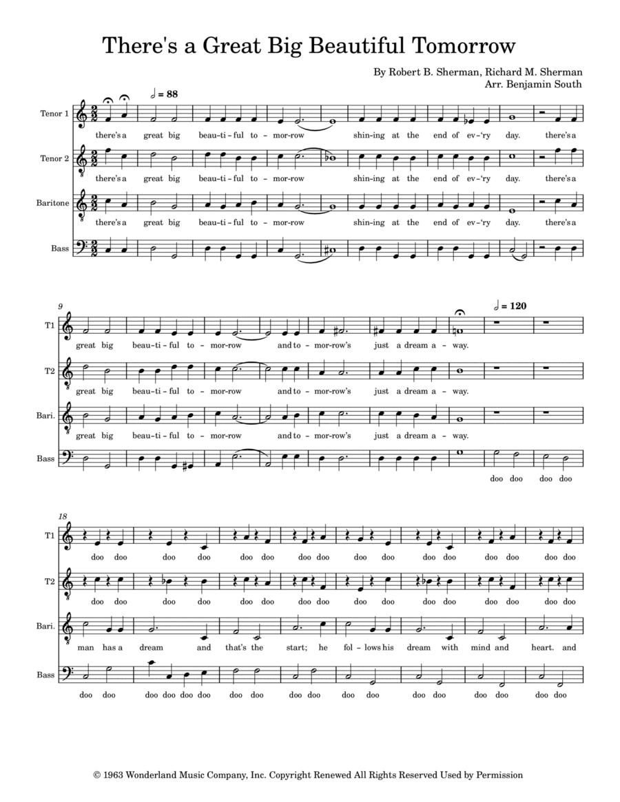 There's A Great Big Beautiful Tomorrow (arr. Benjamin South)