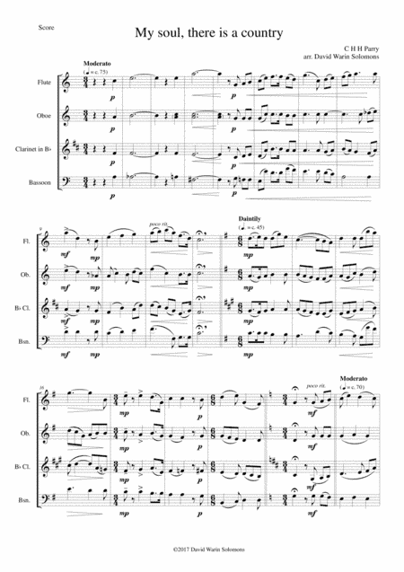 My soul, there is a country for wind quartet (arr. David Warin Solomons)