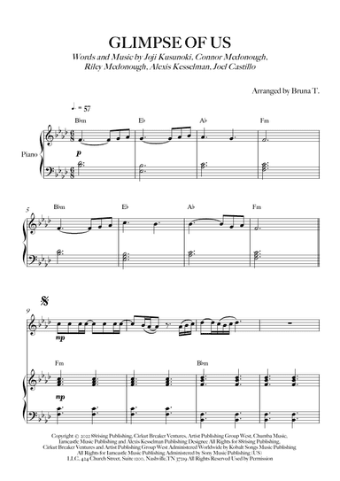 Glimpse Of Us (arr. Bruna T.)