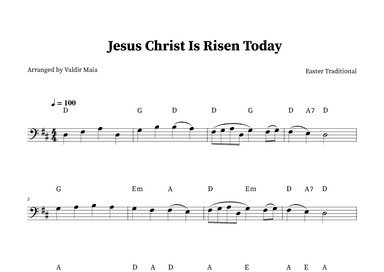 Jesus Christ Is Risen Today - Cello (+ chords) (arr. Valdir Maia)