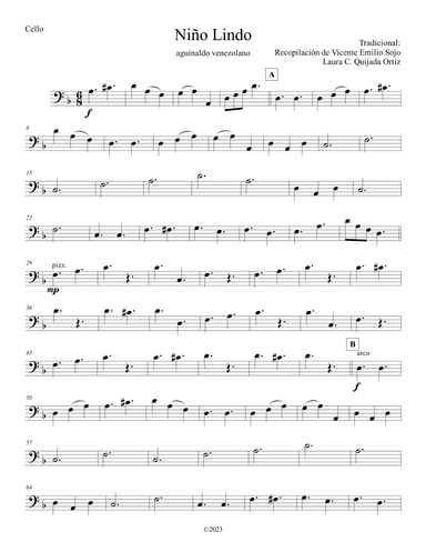 Niño Lindo. AGUINALDO VENEZOLANO. String orchestra, easy-intermediate. PARTS ONLY. (arr. Laura C. Quijada Ortíz)