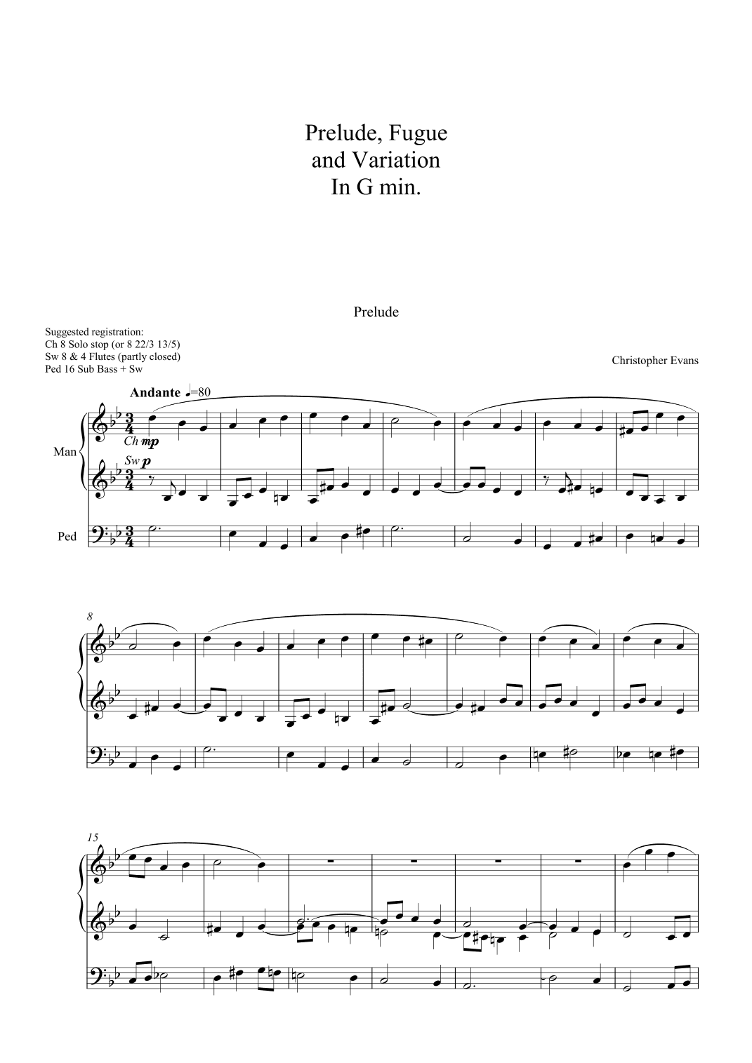 Prelude, Fugue and Variation for Organ