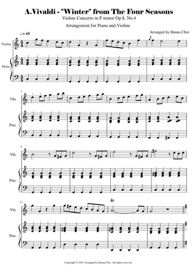 Vivaldi - "Winter" from The Four Seasons [for Violin and Piano] (arr. Hanna Choi)