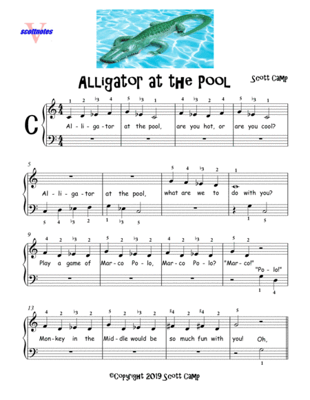 Alligator at the Pool (Solo for First Year Piano)