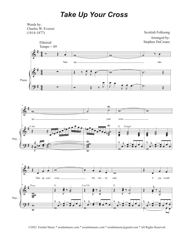 Take Up Your Cross (Unison choir - (High Key) (arr. Stephen DeCesare)