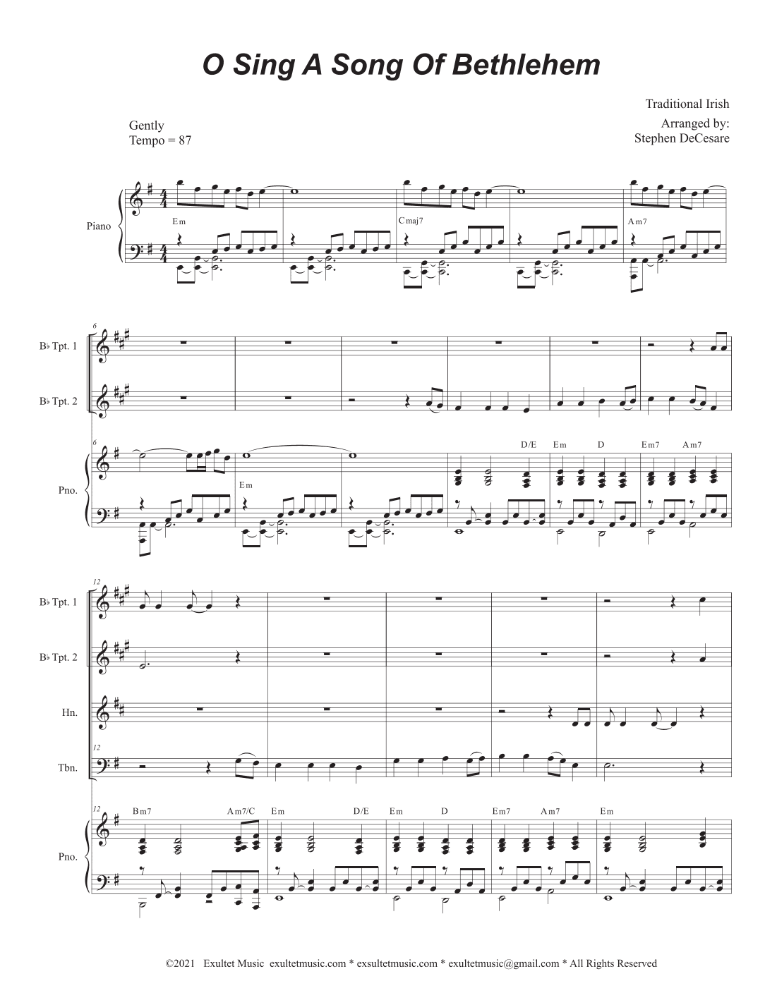 O Sing A Song Of Bethlehem (Brass Quartet and Piano) (arr. Stephen DeCesare)