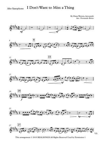 I Don't Want To Miss A Thing (arr. Fernando Britto)