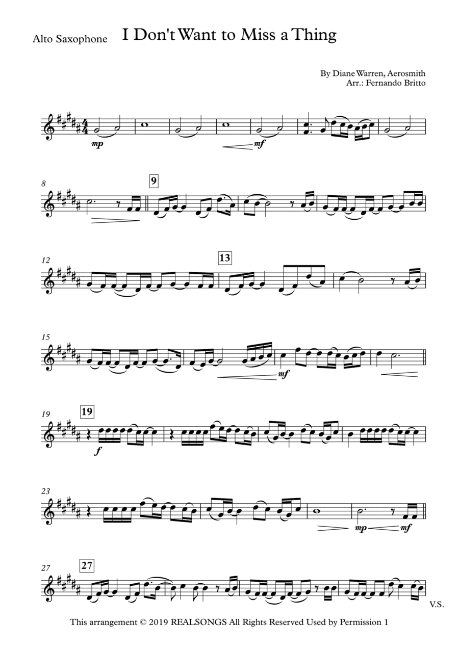 I Don't Want To Miss A Thing (arr. Fernando Britto)