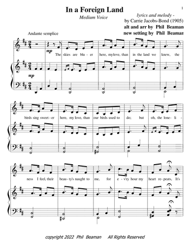In a Foreign Land - medium voice-piano (arr. Phil Beaman)