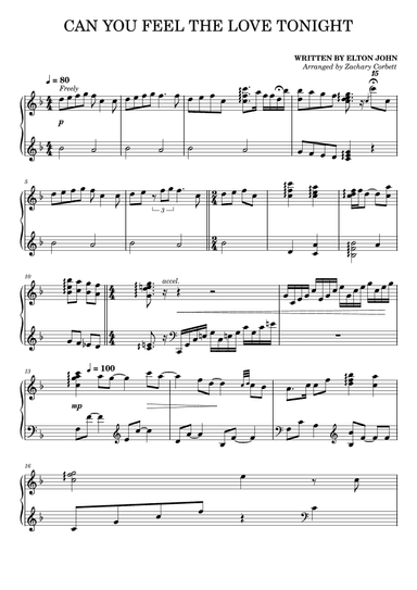 Can You Feel The Love Tonight (arr. Zachary Corbett)