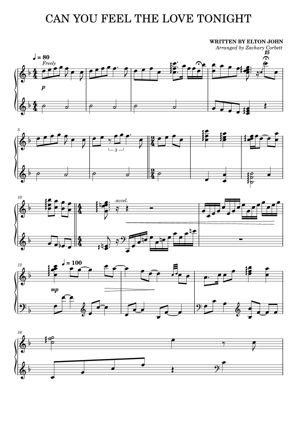 Can You Feel The Love Tonight (arr. Zachary Corbett)
