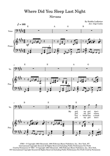Where Did You Sleep Last Night (arr. Gigi Ceolin)