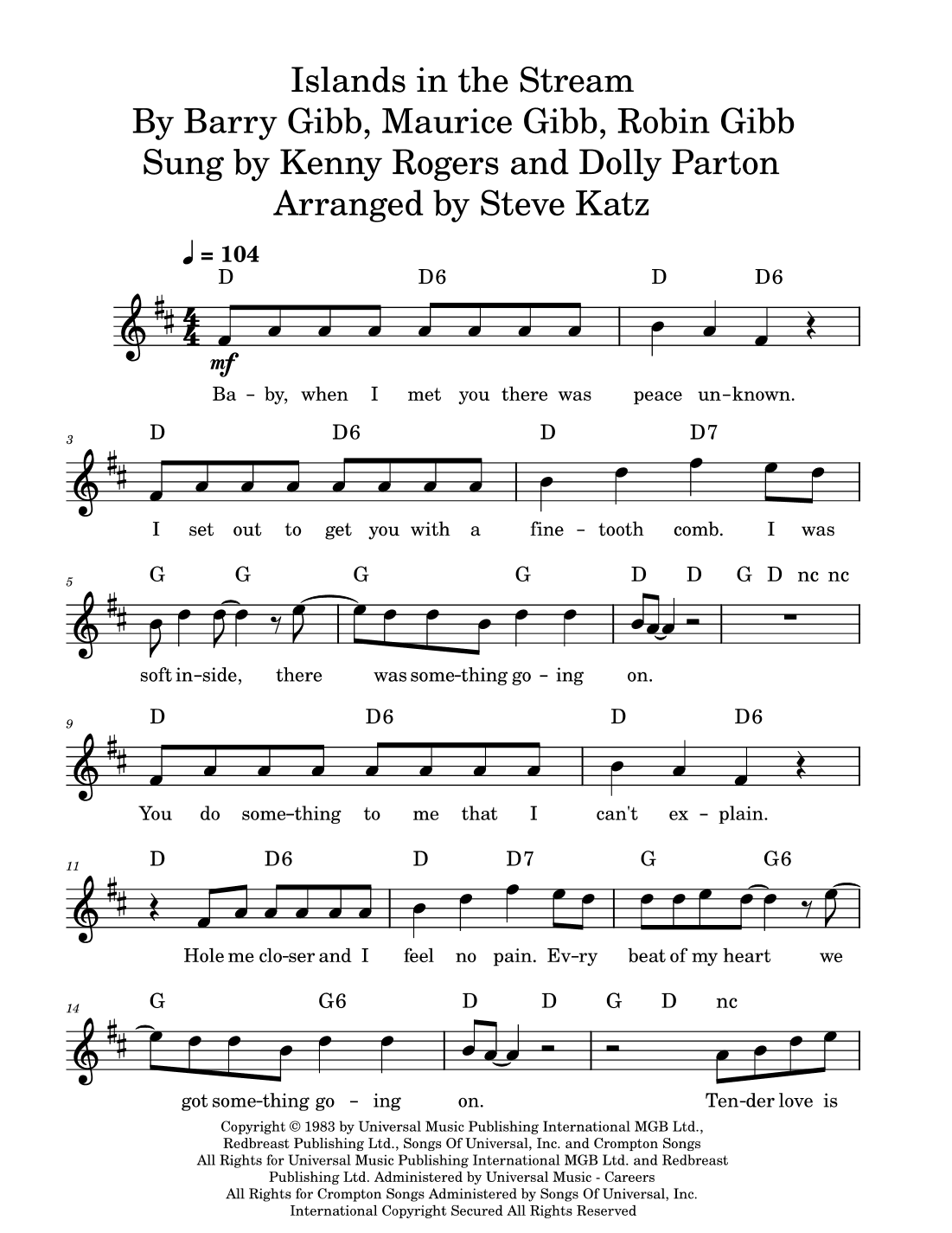 Islands In The Stream (arr. Steve Katz)
