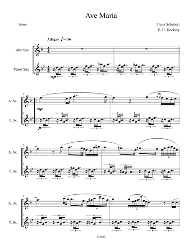 Ave Maria (Alto and Tenor Sax Duet) (arr. B. C. Dockery)