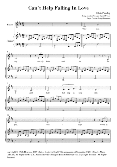 Can't Help Falling In Love (arr. Ahiva Editions)