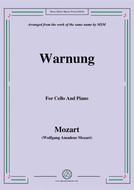 Mozart-Warnung,for Cello and Piano (arr. MSM)