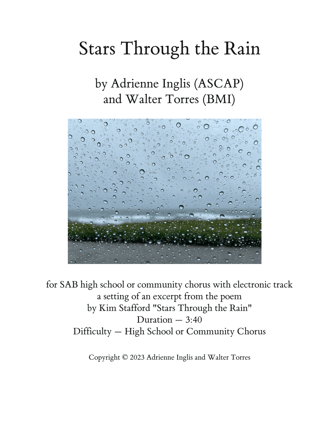Stars Through the Rain for SAB and electronic track