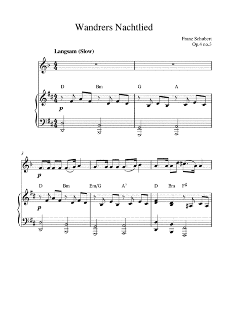 Wandrers Nachtlied (Op.4 no.3) (for clarinet in A solo and piano accompaniment) (arr. Kaiserin Rebecca)